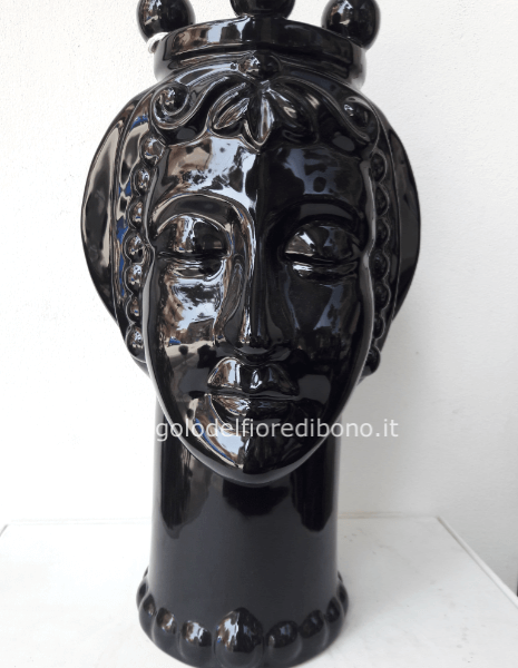 VASO VOLTO FRANGIPANI NERO 36X21X21
