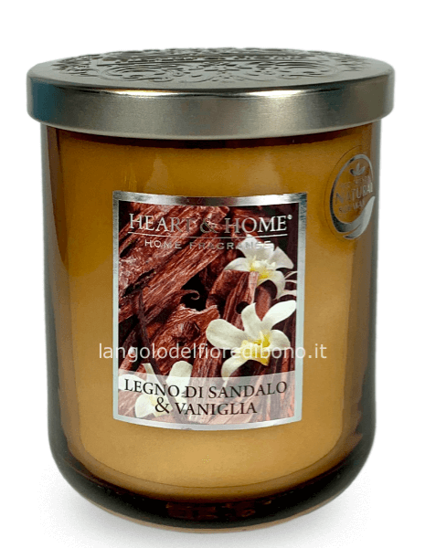 HEART & HOME CANDELA PROFUMATA 340g. LEGNO SANDALO & VANIGLIA